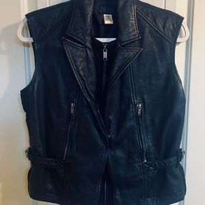 DIESEL 100% Sheep Leather Biker Vest XS